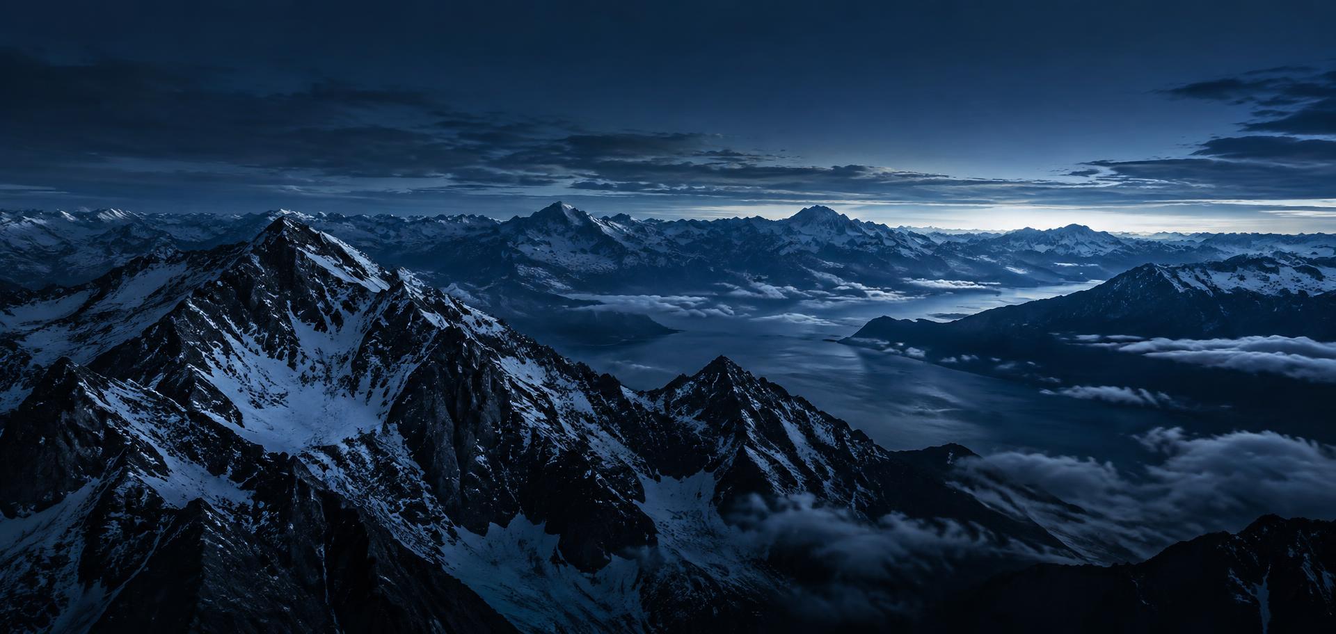 Alaska mountain range at blue hour